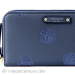 ケイトスペード　長財布 ネイビードット　水玉柄