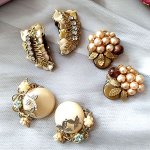 ヴィンテージイヤリング 「パール花」3点セット