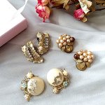ヴィンテージイヤリング 「パール花」3点セット