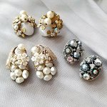 ヴィンテージイヤリング 「花パール」3点セット