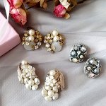 ヴィンテージイヤリング 「花パール」3点セット