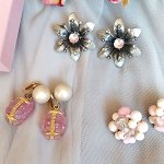 ヴィンテージイヤリング 「ピンク」３点セット