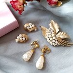 TrifariトリファリSET 「金パール」3点セット