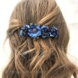 （画像用） ヘアーバレッタ お花ネイビー　再販！