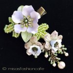 CA/仏製ヘアークリップ お花パープル＆パール