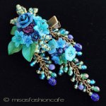 CA/仏製ヘアークリップ ブルーグリーンのお花