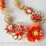 NY お花ネックレス 　レッド・コーラル