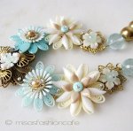 NY お花ネックレス 　ターコイズ・ゴールド