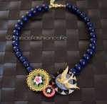 NY お花ネックレス ネイビー・ゴールド