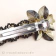 （画像用） CA/仏製　お花バレッタ 　白黒＆ゴールド