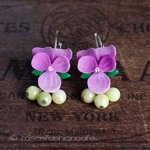 スミレのお花　ピアス