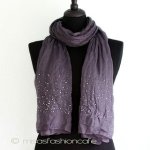 ビジュー　ストール グレー＆クリアストーン大判