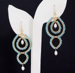 ピアスまたはイヤリング 18Kgf 真珠ターコイズ