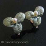 マイケルミショー　真珠 睡蓮の花イヤリング