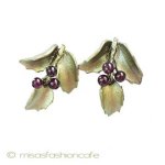 マイケルミショー ピアス 天然石ガーネットのヒイラギ