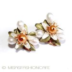 マイケルミショー　真珠 オレンジの花　イヤリング