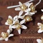 マイケルミショー ピアス 　オレンジの花　真珠