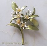 Michaudブローチ　再販！ オレンジの花　真珠