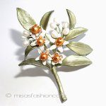 マイケルミショーブローチ オレンジの花　真珠