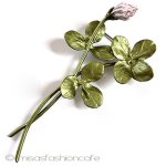 幸運の四つ葉クローバー ボタニカルお花ブローチ