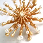 マイケルミショー ブローチ 24Kgp　真珠　菊の花　