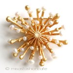 マイケルミショー ブローチ 24Kgp　真珠　菊の花　