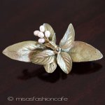 Michaudブローチ　再販！ 真珠　ハーブ：バジル