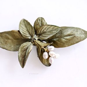 （画像用） Michaudブローチ　再販！ 真珠　ハーブ：バジル