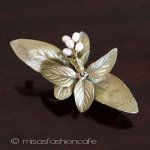 Michaudブローチ　再販！ 真珠　ハーブ：バジル