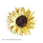 マイケルミショーブローチ 天然石　ひまわりの花