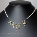 Michaudネックレス　新着 　真珠　イチョウの葉