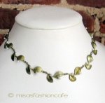 マイケルミショー ネックレス 真珠と葉ボタニカル