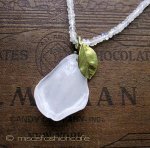 マイケルミショー ネックレス 　天然石　薔薇（ホワイト）