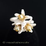 マイケルミショーリング 真珠　オレンジの花