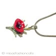（画像用） マイケルミショーネックレス 真珠　赤いポピーの花