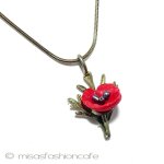 マイケルミショーネックレス 真珠　赤いポピーの花