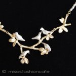 マイケルミショー 鳥と木　真珠ネックレス