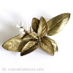 マイケルミショー　ブローチ 真珠　ハーブ：バジル