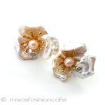 ケシパール真珠の花ピアス スターリングシルバー銀製