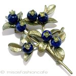 ブルーベリー　再販 天然石　ブローチ