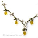 レモンのネックレス 真珠＆花＆フルーツ果実