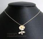 マイケルミショー・ネックレス 真珠　胡蝶蘭の花