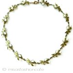 マイケルミショーネックレス 真珠　オレンジの花