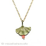 マイケルミショーネックレス 珊瑚　イチョウの葉