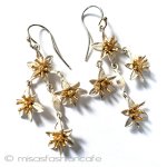 ミショー花シャンデリア イヤリングまたはピアス　