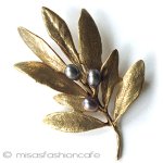 真珠オリーブの実 ボタニカルブローチ