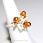 マイケルミショーリング 真珠　オレンジの花