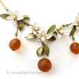 （画像用） オレンジのネックレス 真珠の花＆フルーツ果実