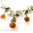 （画像用） オレンジのネックレス 真珠の花＆フルーツ果実