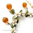 （画像用） オレンジのネックレス 真珠の花＆フルーツ果実